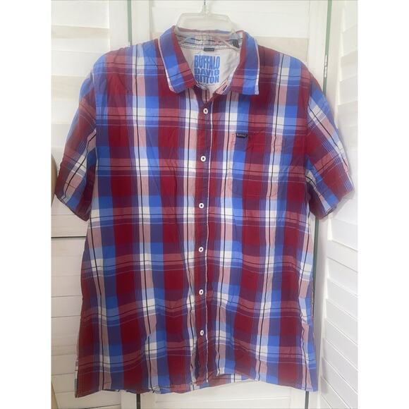 Buffalo David Bitton Men’s Short Sleeve Classic Button Down Plaid Shirt X-Large - Picture 1 of 7